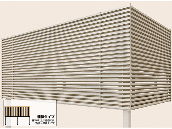 ビューステージHスタイル 屋根置き式 横格子ルーバーハイパーティション 連棟 アルミ色