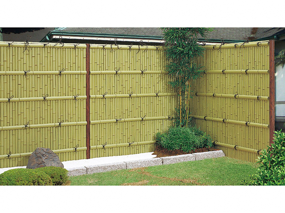 和風竹垣フェンス〈京香〉 建仁寺垣 ユニット型 間仕切りタイプ 両面仕様 しみじみ洗い青竹・しみじみゴマ竹