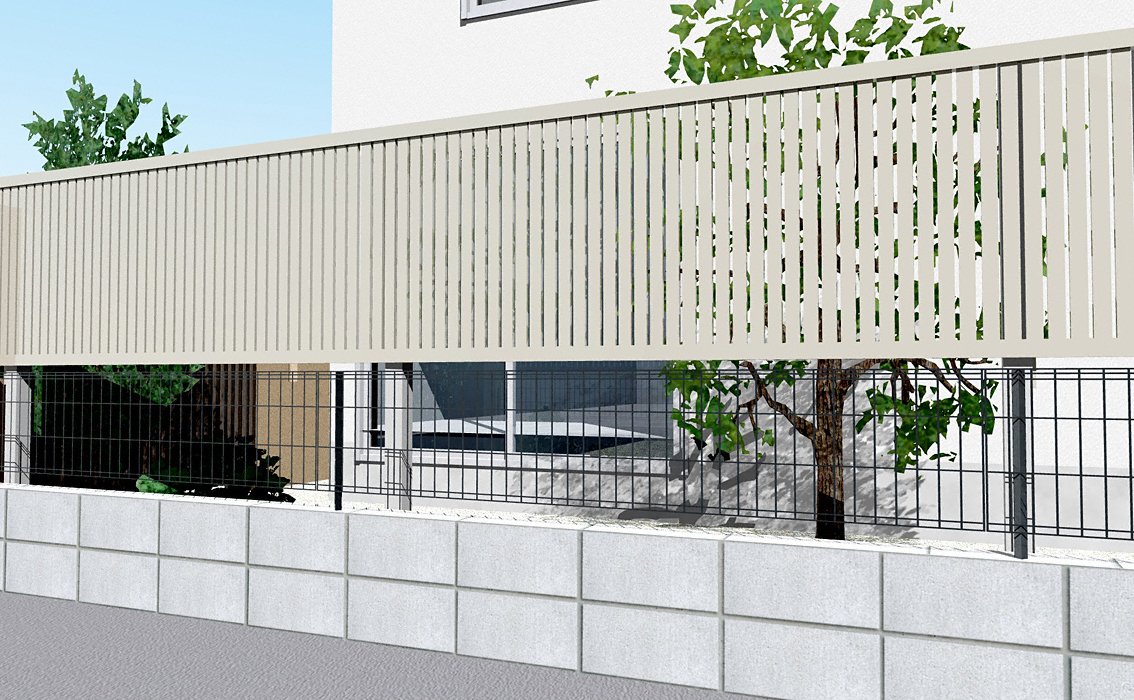 シンプレオ フェンスTS1型 たてスリット 上段のみ設置 自立建て用