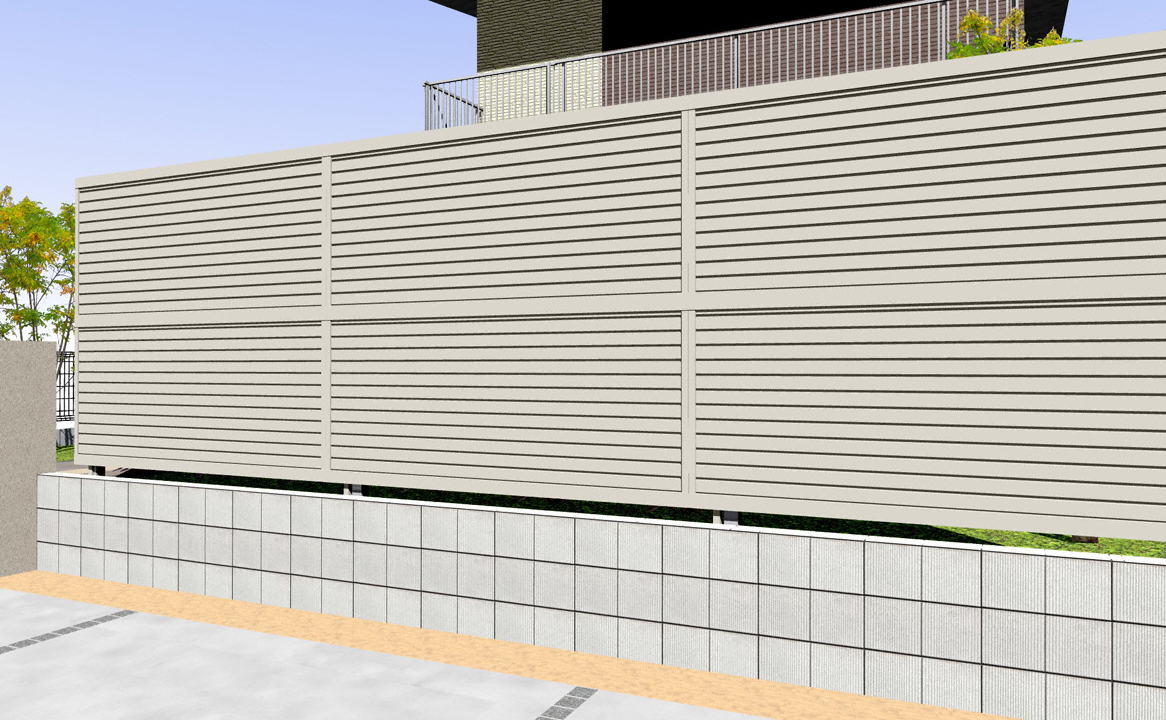 シンプレオ フェンスYM1型 横目隠し 2段支柱 自立建て用