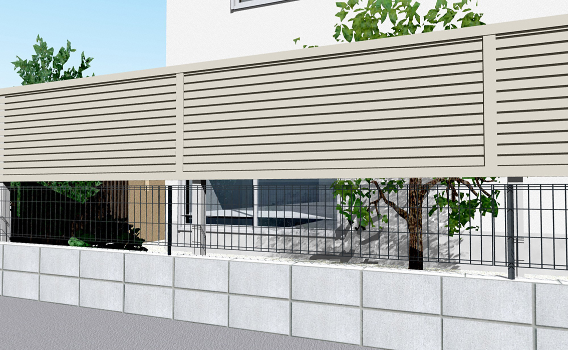 シンプレオ フェンスYM1型 横目隠し 上段のみ設置 自立建て用