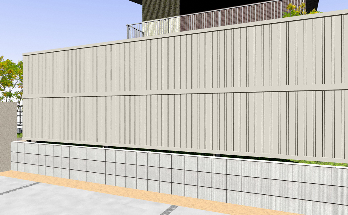 シンプレオ フェンスTM1型 たて目隠し 2段支柱 自立建て用