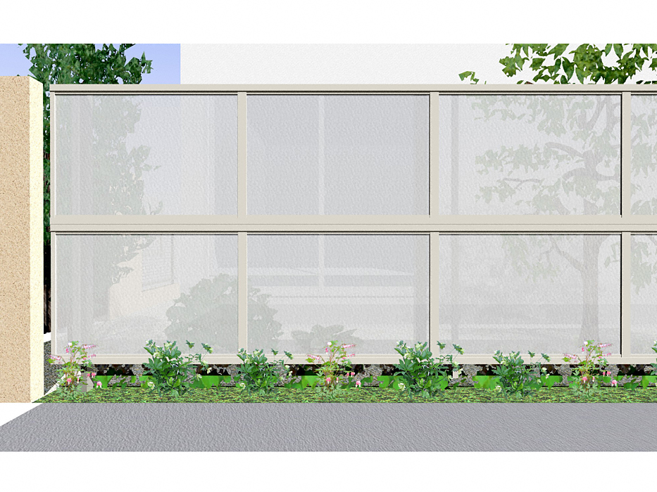 シンプレオ フェンスFP1型 ポリカパネル 2段支柱 自立建て用