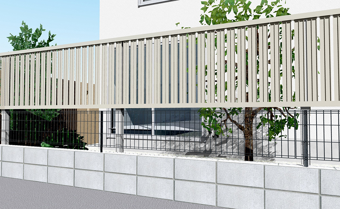 シンプレオ フェンスTS2型 たてスリット 上段のみ設置 自立建て用