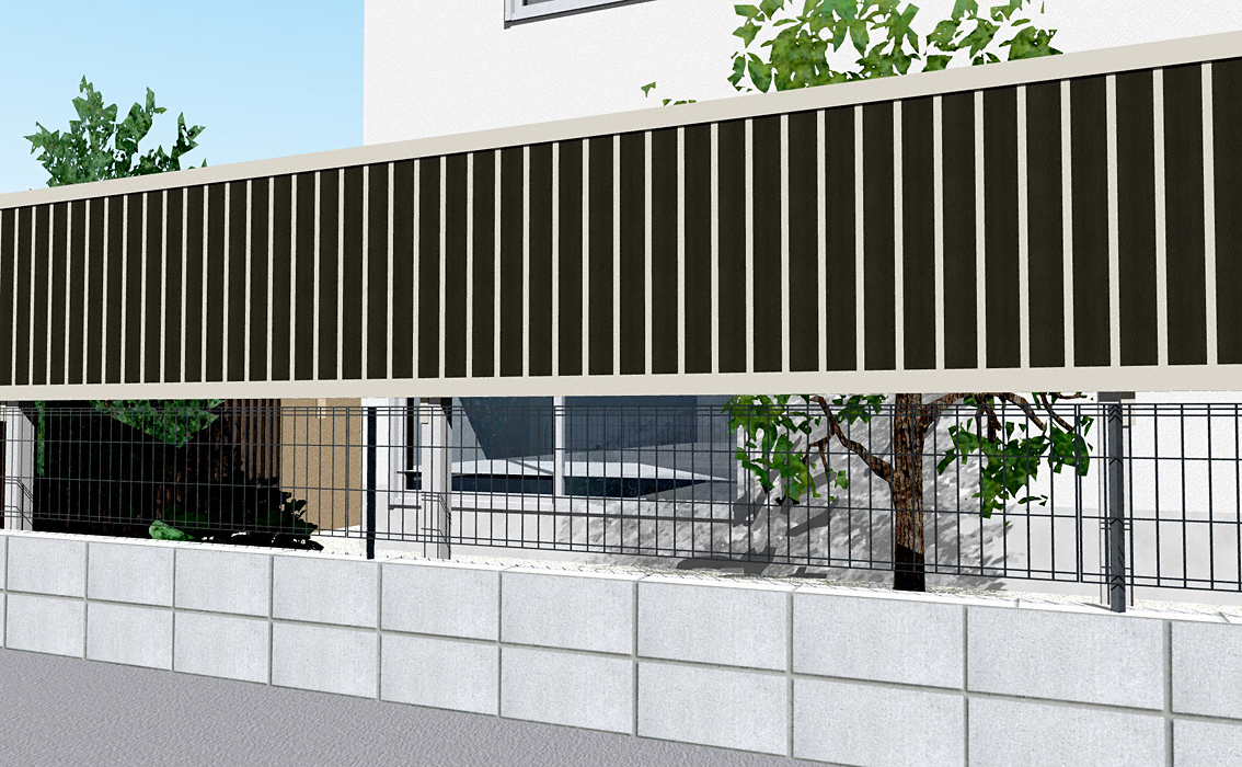 ルシアス フェンスTM1F型 たて目隠し 複合色 上段のみ設置 自立建て用