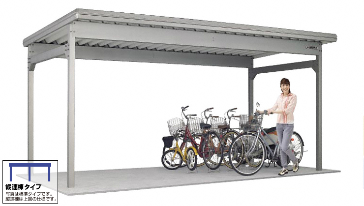 ヨド自転車置場 KWAタイプ 連棟 壁パネルなし 一般地用