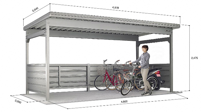 ヨド自転車置場 KWAタイプ 基本棟 豪雪地用