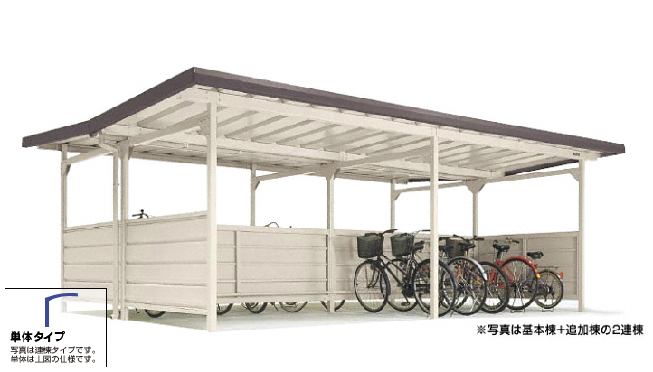ヨド自転車置場 YOKCタイプ 背合せ型 基本棟 一般地用